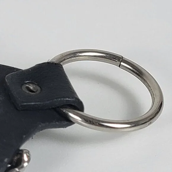 Black Faux Leather Silver Tone Skeleton Hand Slave Bracelet Punk Halloween Goth - Picture 8 of 9